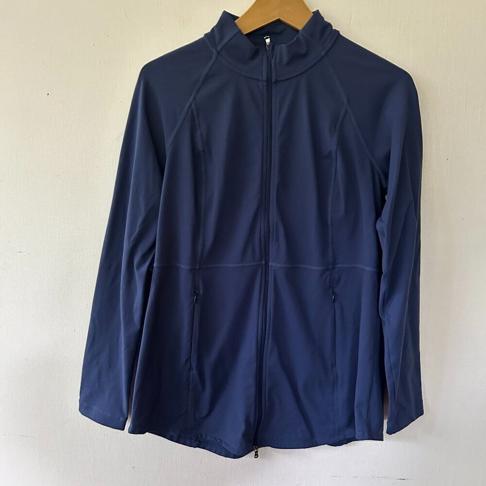 J.Jill Fit Out & About Jacket Womens XS Purple Blue Zip Front Pockets Athleisure
